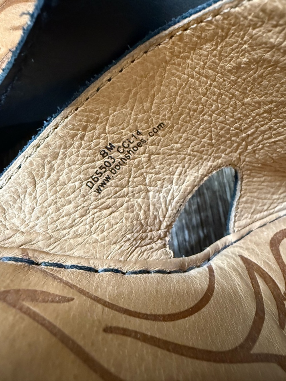 Born Black Leather Open-Toe Mule Slides with Tan Footbed - 8 - Picture 8 of 8
